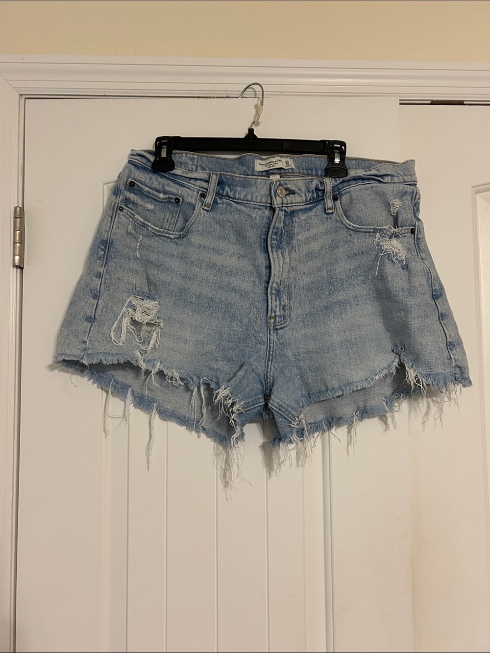 Abercrombie & Fitch Light Blue Frayed Denim Cutoff Shorts
